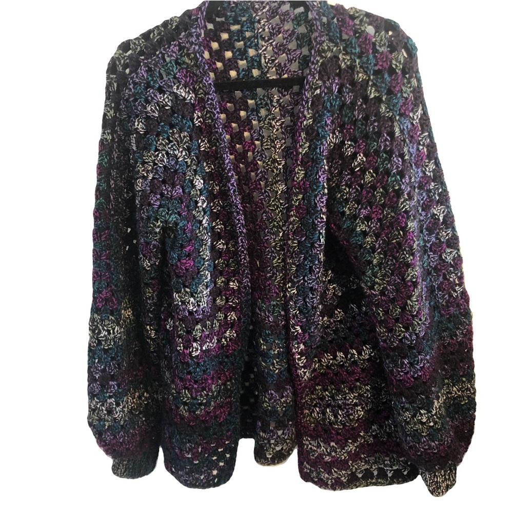 Multicolored crocheted cardigan